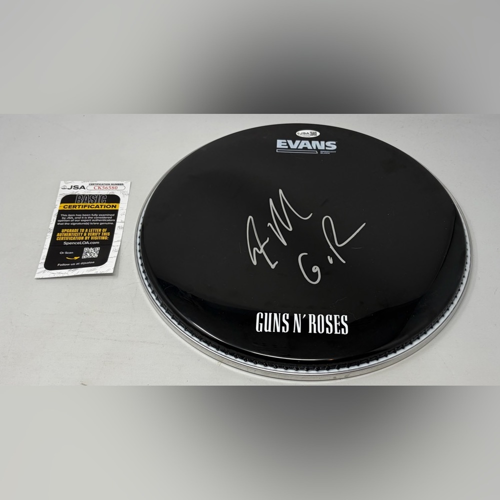 Steven Adler of Guns N‎ Roses signed Drumhead JSA COA